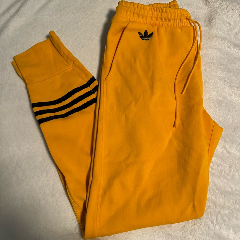 adidas Yellow Trefoil Stripe Joggers